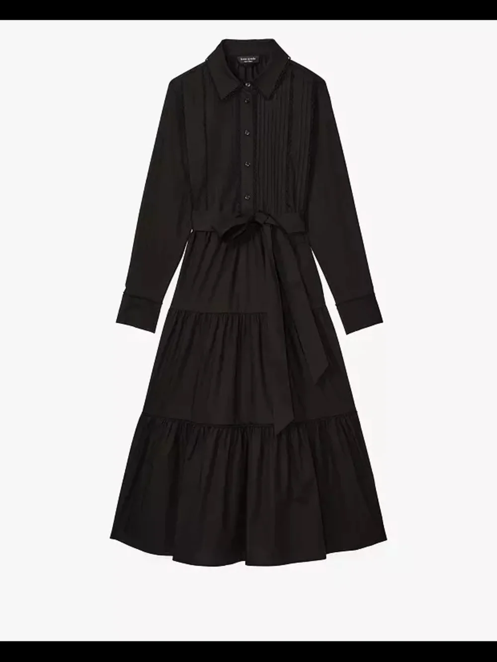 Kate Spade Pintucked Tiered Shirt Dress with Belt, Size 00
